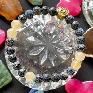 Obsidian and Citrine Precious Stone Bracelet